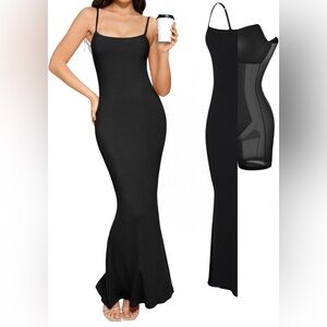 Popilush Summer Dress Cocktail Shapewear Dresses Built-in Bra Adjustable Straps